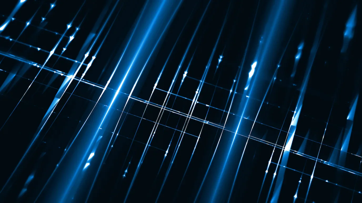 Abstract streams of blue light representing AI traffic across the network