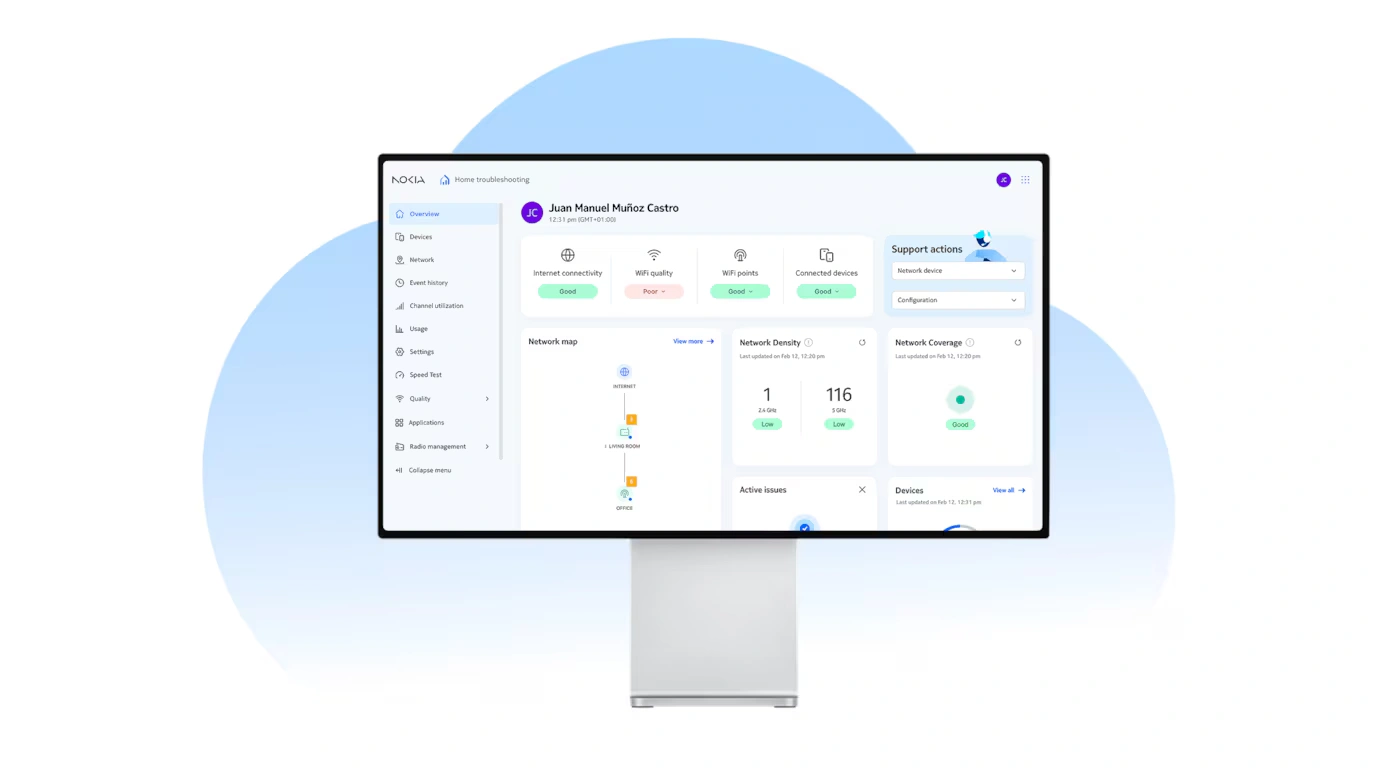 Real-time in-home network troubleshooting view